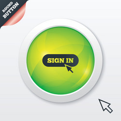 sign in with cursor pointer icon login symbol vector