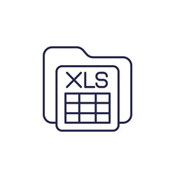 xls document line icon with a file folder vector image