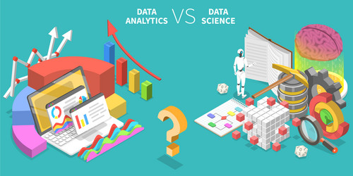 Data Analytics vs Data Science vector image