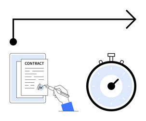 efficient contract signing process with timely vector image