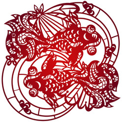 Laser Cut Fish Pattern Template Vector Image