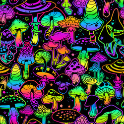 Psychedelic Mushroom Seamless Pattern Vector Image