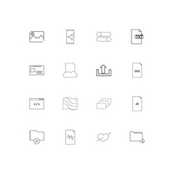 Files and folders sign linear thin icons set vector