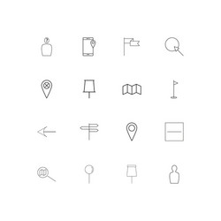 Maps and navigation linear thin icons set vector