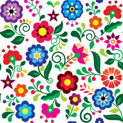 Mexican Floral Seamless Pattern vector image