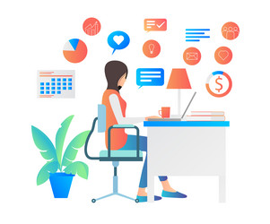 Freelancer working with laptop Royalty Free Vector Image