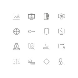 internet security linear thin icons set outlined vector image