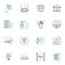 machine learning linear icons set artificial vector