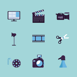 Nine video production icons vector