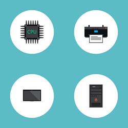 Set of computer icons flat style symbols with cpu vector