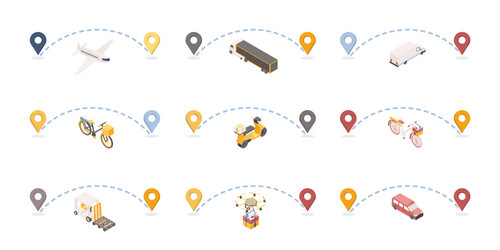 Parcels delivery routes isometric vector