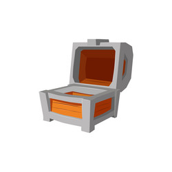 cartoon game wooden chest with metal frame empty vector