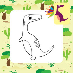 Cute Dinosaur Coloring Page vector
