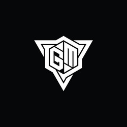 Gm logo monogram hexagon shape with triangle Vector Image