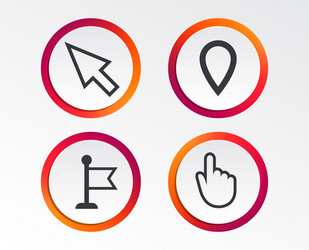 mouse cursor icon hand or flag pointer symbols vector image