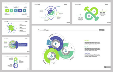 seven statistics slide templates set vector