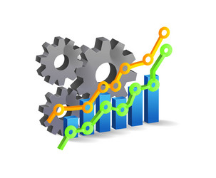 3d isometric concept business and gear analysis vector