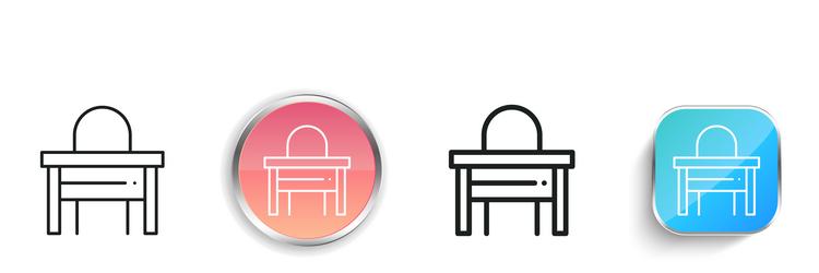 desk icon thin linear regular and button style vector image