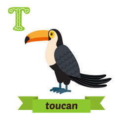 toucan t letter cute children animal alphabet Vector Image