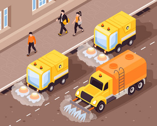 Cleaning road isometric flowchart Royalty Free Vector Image