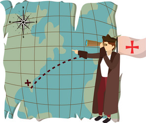 Man christopher with monocular and global map vector