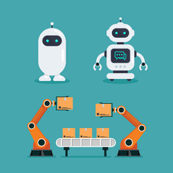 robot chatbot and heavy automation machine vector image