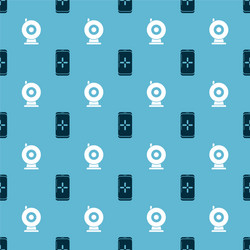 Set smartphone and playing in game web camera vector
