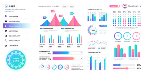 dashboard ui admin panel design template vector image