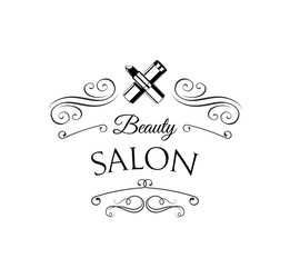 lipstick beauty salon design elements in vintage Vector Image