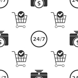 Set computer monitor with dollar clock 24 hours vector