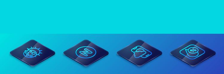 Set isometric line weather forecast app eclipse vector