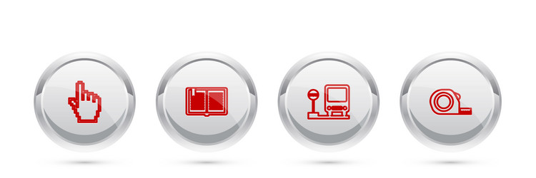 set line pixel hand cursor open book bus stop vector image