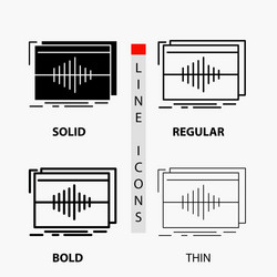 Audio frequency hertz sequence wave icon in thin vector