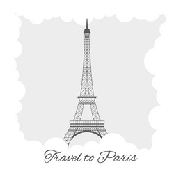 Eiffel tower with clouds vector