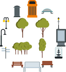 Park icons set flat style Royalty Free Vector Image