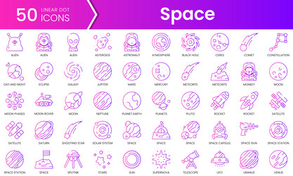 set of space icons gradient style icon bundle vector image