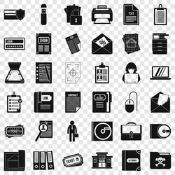 Computer document icons set simple style vector