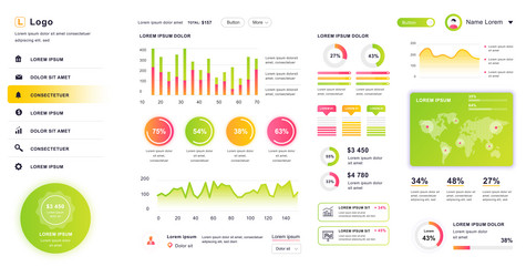 Dashboard ui admin panel design template vector