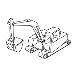 Orange excavator with a bucket machine for mine vector