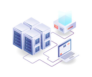 Server computer garden network isometric vector