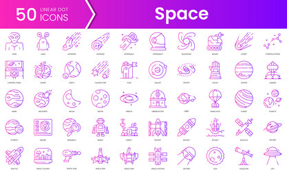 set of space icons gradient style icon bundle vector image