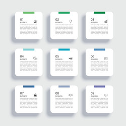 9 data infographics square tab label index vector image