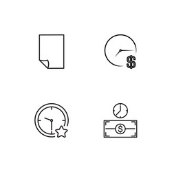 Banking linear icons set simple outline vector