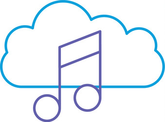 cloud computing with music note isolated icon vector image