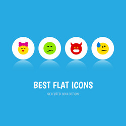 Flat icon face set of pouting tears frown vector