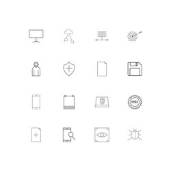 Internet technologies linear thin icons set vector