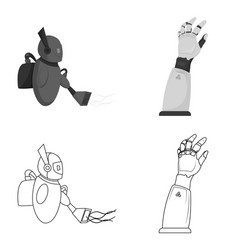 isolated object of robot and factory symbol set vector image