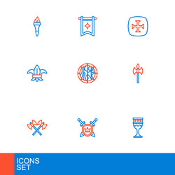set line medieval goblet shield with swords vector image
