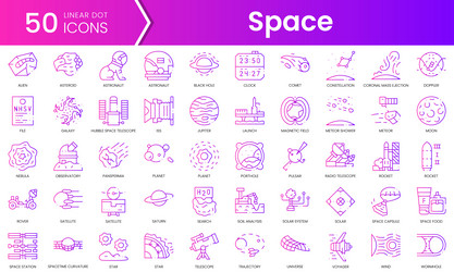 set of space icons gradient style icon bundle vector image