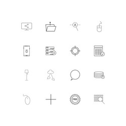 Internet technologies linear thin icons set vector